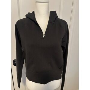 NWT DSG Sport Quarter Zip Hoodie Black Athletic Cropped Thumbholes Size‎ XS
